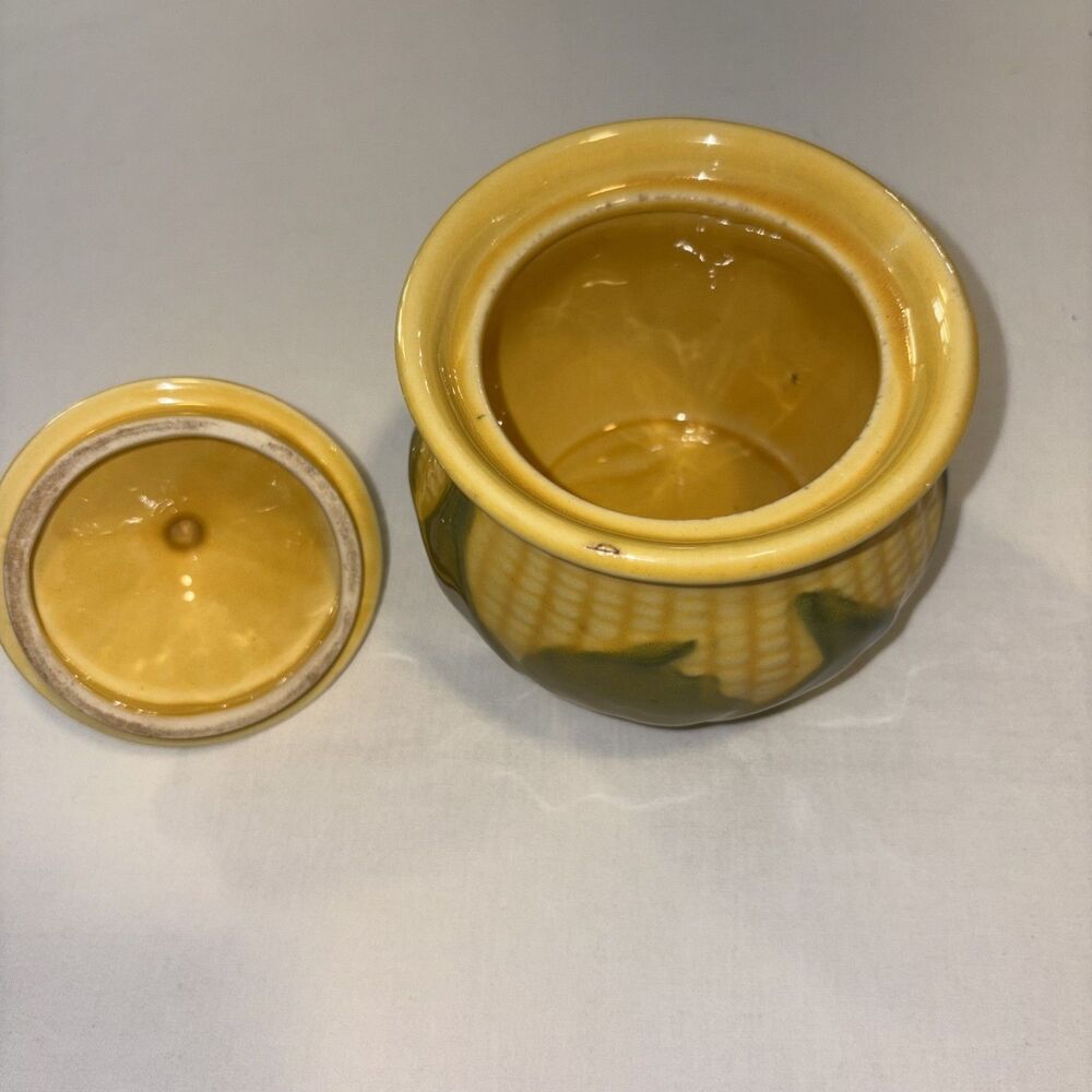 Shawnee Corn King Sugar Bowl w Lid Yellow Green Corn Pattern Vintage USA - Picture 3 of 4